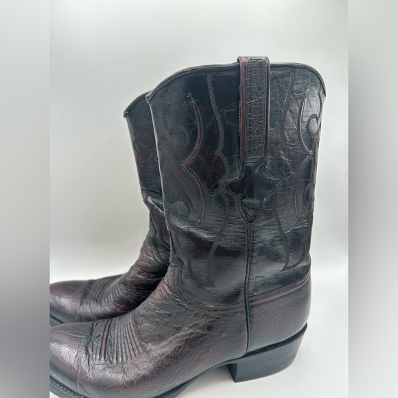 Lucchese L3653 vintage exotic Leather cowboy boot Cherry black Western M 8.5 - Picture 6 of 17
